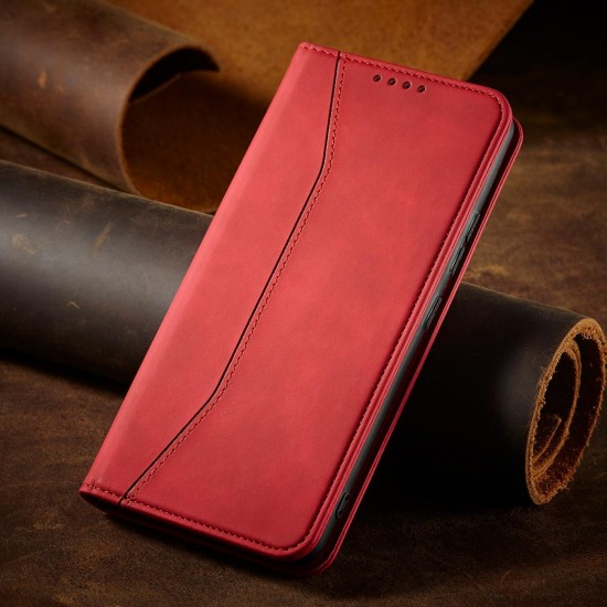 Magnet Fancy Case for Samsung Galaxy S23+ flip cover wallet stand red