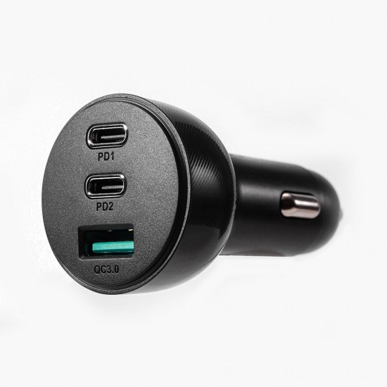 Joyroom 70W car charger with 3 ports: USB, 2 x USB C black (JR-CL26)