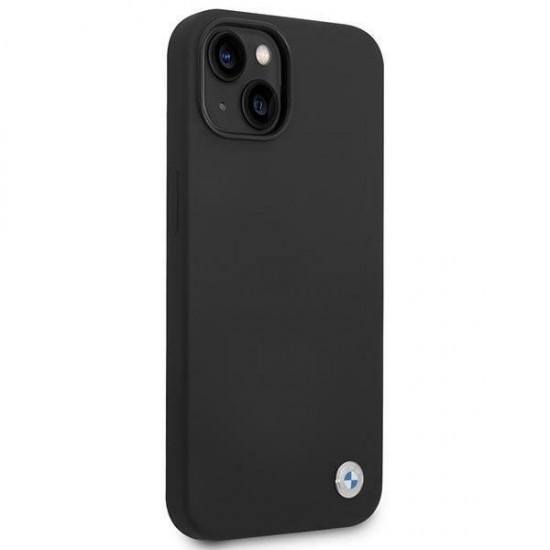 BMW Silicone Metal Logo Case for iPhone 14 - Black