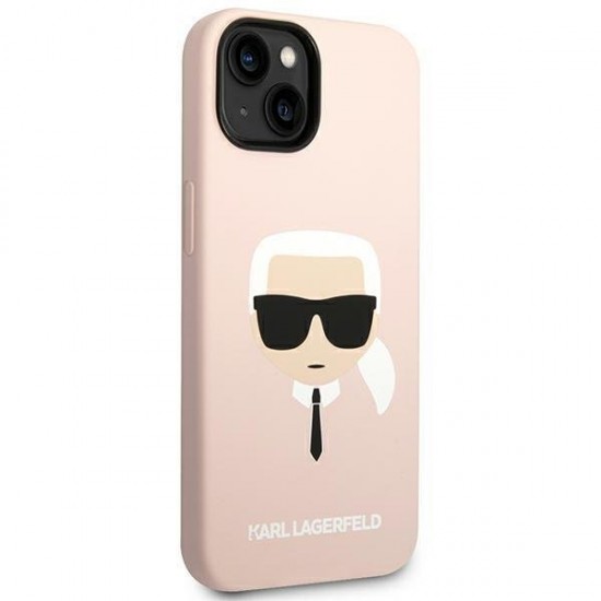 Karl Lagerfeld Silicone Karl's Head MagSafe Case for iPhone 14 Plus - Light Pink