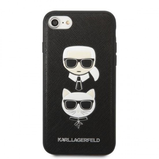 Karl Lagerfeld KLHCI8SAKICKCBK iPhone 7/8 / SE 2020 / SE 2022 black/black hardcase Saffiano Karl&Choupette Head