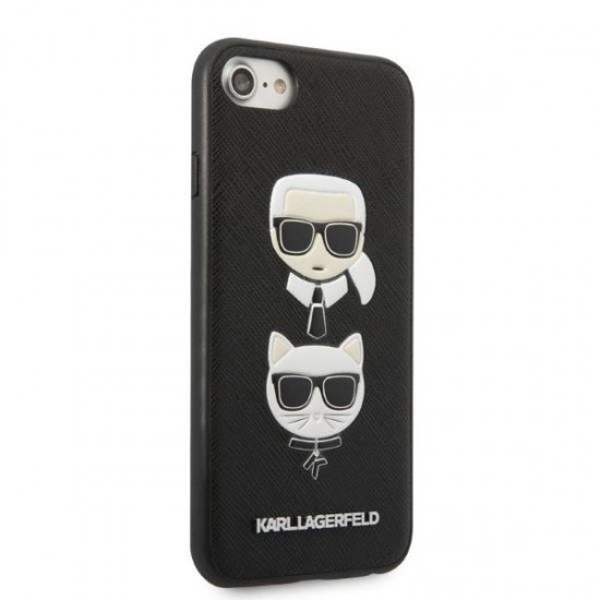 Karl Lagerfeld KLHCI8SAKICKCBK iPhone 7/8 / SE 2020 / SE 2022 black/black hardcase Saffiano Karl&Choupette Head