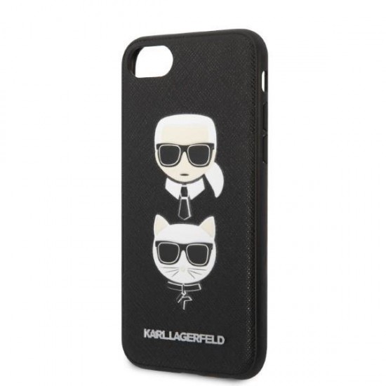 Karl Lagerfeld KLHCI8SAKICKCBK iPhone 7/8 / SE 2020 / SE 2022 black/black hardcase Saffiano Karl&Choupette Head