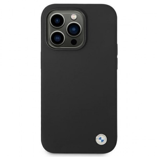 BMW Silicone Metal Logo Case for iPhone 14 Pro - Black