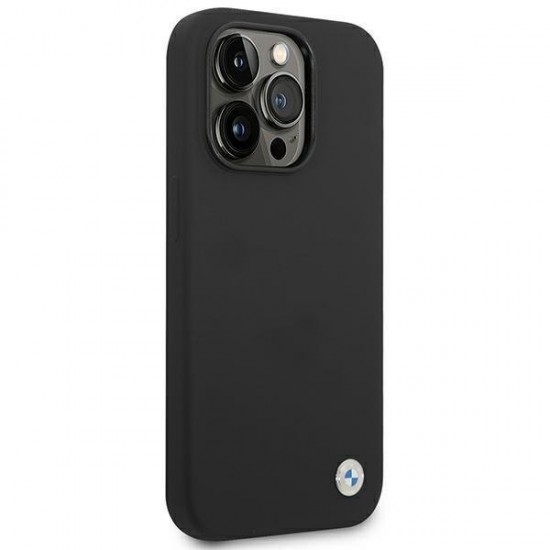 BMW Silicone Metal Logo Case for iPhone 14 Pro - Black