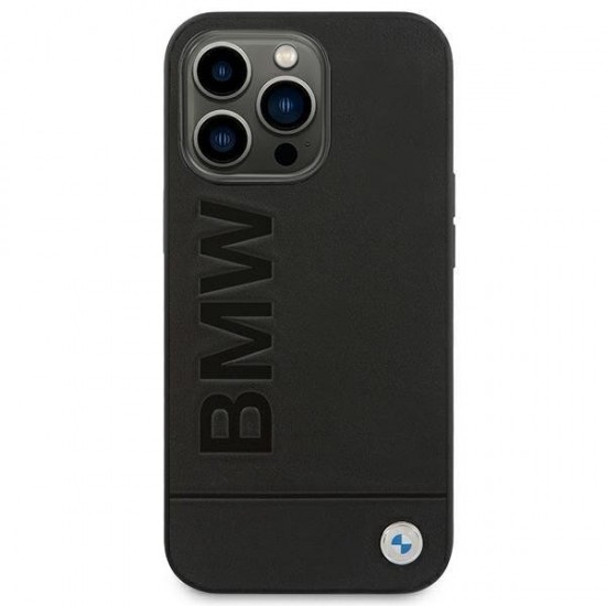BMW Leather Stamp Case for iPhone 14 Pro - Black