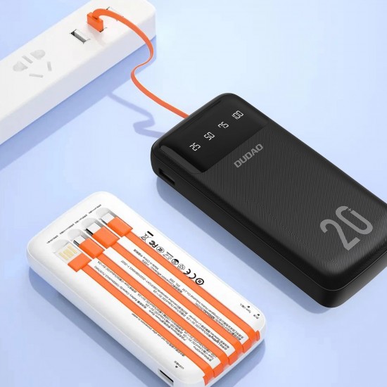 Dudao capacious powerbank with 3 built-in cables 20000mAh USB Type C + micro USB + Lightning white (Dudao K6Pro +)