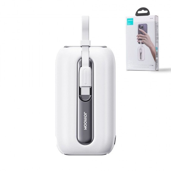 Joyroom mini powerbank 10000mAh Colorful Series 22.5W with 2 built-in USB C and Lightning cables white (JR-L012)