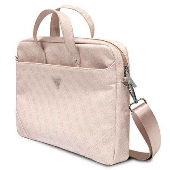 Guess Saffiano 4G Triangle Logo bag for a 16'' laptop - pink