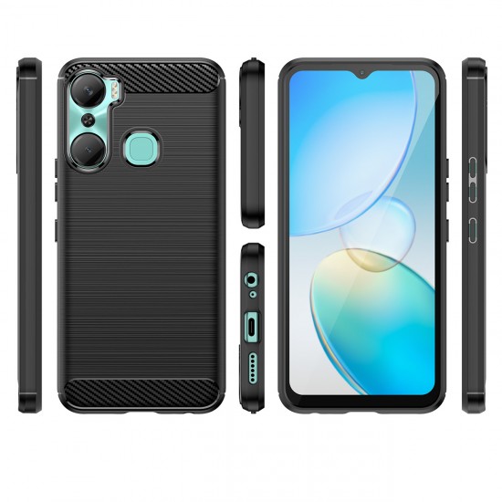Carbon Case case for Infinix Hot 12 Pro flexible silicone carbon cover black