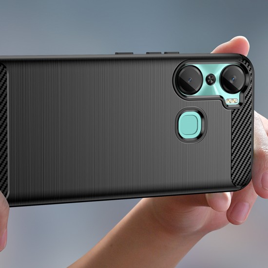 Carbon Case case for Infinix Hot 12 Pro flexible silicone carbon cover black