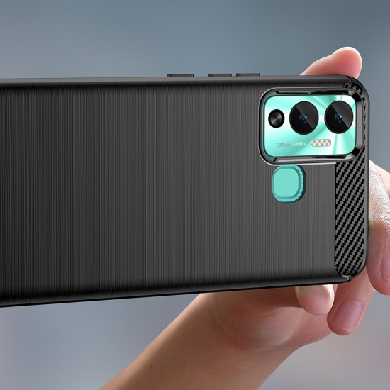 Carbon Case case for Infinix Hot 12 Play NFC / Hot 12 Play flexible silicone carbon cover black