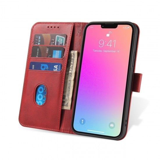 Wallet Case with Stand for iPhone 15 Pro Max Magnet Case - Red