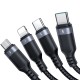 4in1 USB cable USB-A - 2 x USB-C / Lightning / Micro for charging and data transfer 1.2m Joyroom S-1T4018A18 - black