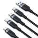 4in1 USB cable USB-A - 2 x USB-C / Lightning / Micro for charging and data transfer 1.2m Joyroom S-1T4018A18 - black