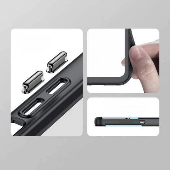 Reinforced case with flexible frame for iPhone 15 Plus Outer Space - black