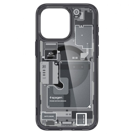 Spigen Ultra Hybrid Mag Case with MagSafe for iPhone 15 Pro - Dark Gray (Zero One Pattern)