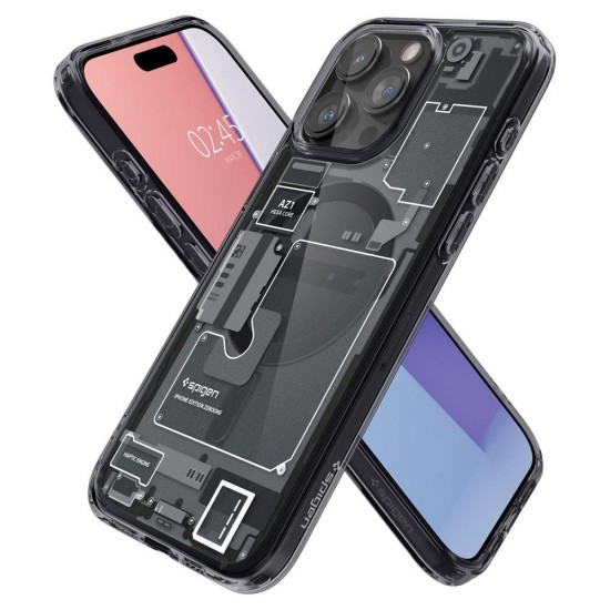 Spigen Ultra Hybrid Mag Case with MagSafe for iPhone 15 Pro - Dark Gray (Zero One Pattern)