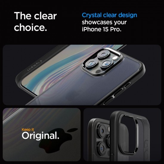 Spigen Ultra Hybrid iPhone 15 Pro Case - Clear Black