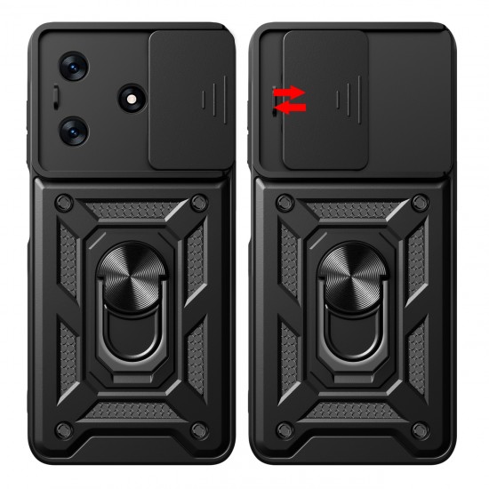 Hybrid Armor Camshield Case for Tecno Spark 10 Pro with Camera Protector - Black