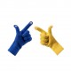 Braided telephone gloves with cutouts for fingers - beige