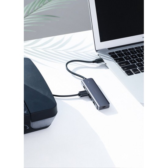 Ugreen USB Type C HUB - 4x USB 3.2 Gen 1 with USB-C power port gray (CM219 70336)