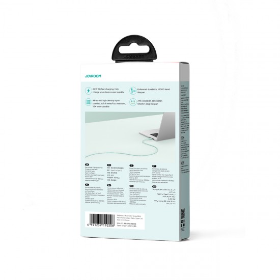 Joyroom Multi-Color Series S-A34 USB-C / USB-C PD 60W cable 1m - green