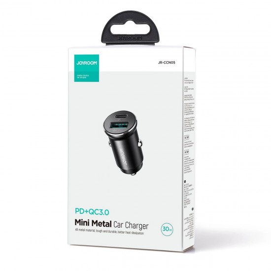 Joyroom JR-CCN05 30W USB-A USB-C mini car charger - black