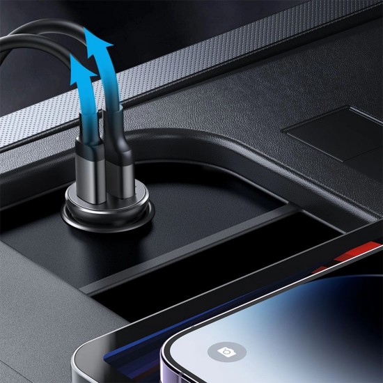 Joyroom JR-CCN05 30W USB-A USB-C mini car charger - black