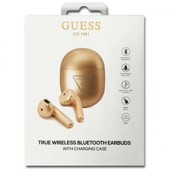 Guess Triangle Logo Bluetooth TWS Wireless Headphones - Gold