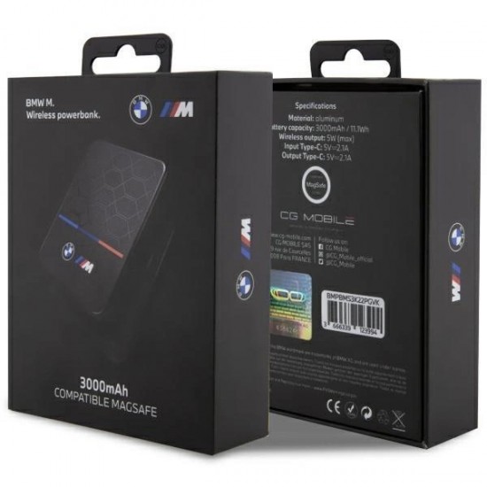 BMW M Collection MagSafe 5W 3000mAh Inductive Power Bank - Black