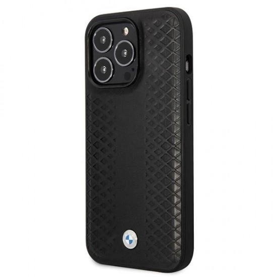 BMW Leather Diamond Pattern case for iPhone 14 Pro - black