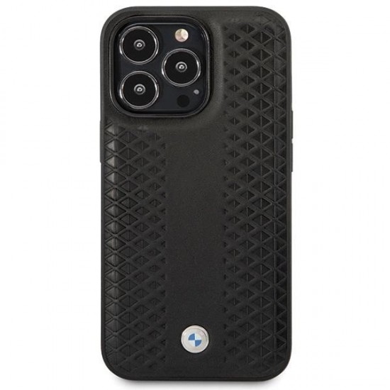 BMW Leather Diamond Pattern case for iPhone 14 Pro - black
