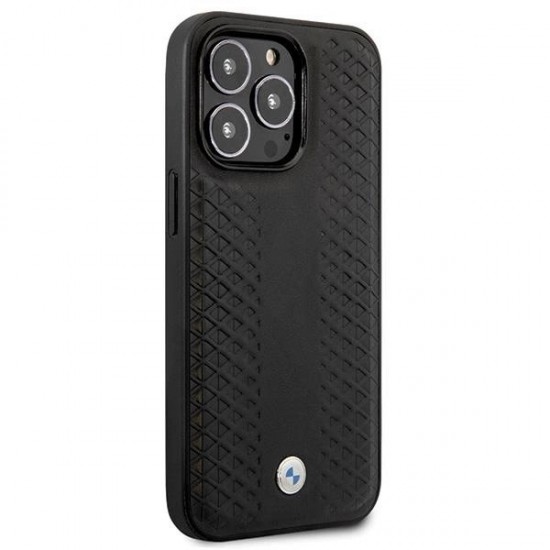 BMW Leather Diamond Pattern case for iPhone 14 Pro - black