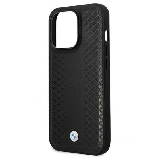 BMW Leather Diamond Pattern case for iPhone 14 Pro - black