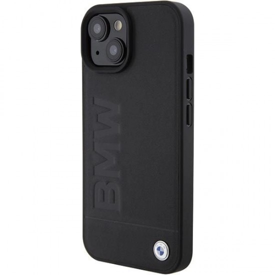 BMW Leather Hot Stamp case for iPhone 15 Plus - black