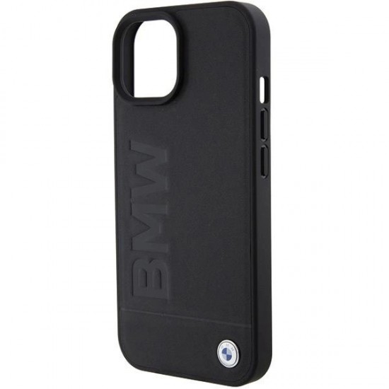 BMW Leather Hot Stamp case for iPhone 15 Plus - black