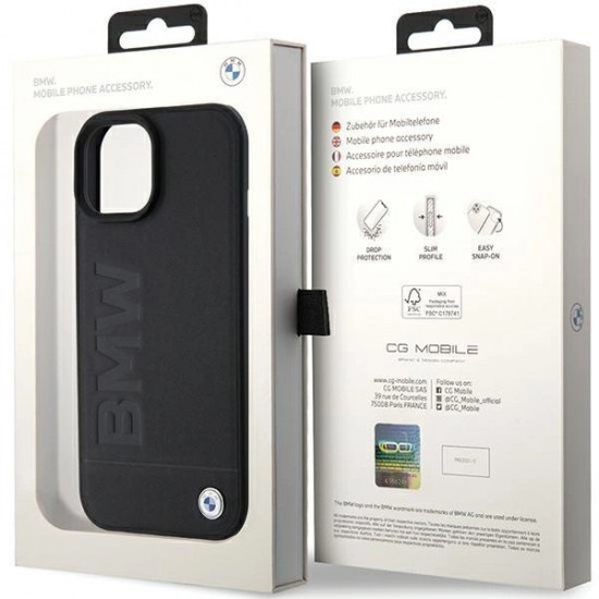 BMW MagSafe Leather Hot Stamp case for iPhone 15 Plus - black