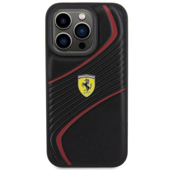 Ferrari Twist Metal Logo case for iPhone 15 Pro - black