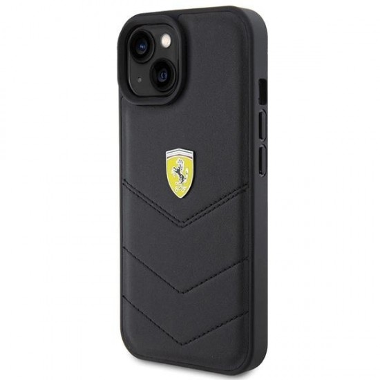 Ferrari Quilted Metal Logo case for iPhone 15 - black