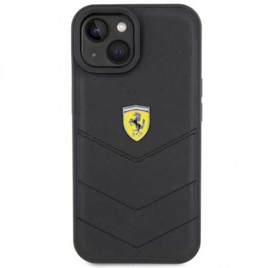 Ferrari Quilted Metal Logo case for iPhone 15 - black