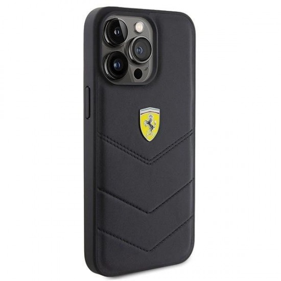 Ferrari Quilted Metal Logo case for iPhone 15 Pro Max - black