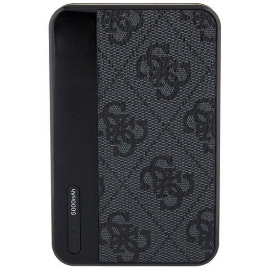 Guess Powerbank 15W GUPB5LP4GEGK 5000mAh black/black 4G Leather Metal Logo