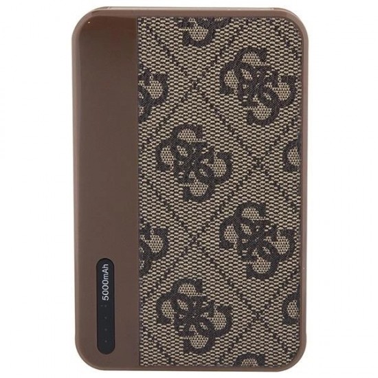 Guess Powerbank 15W GUPB5LP4GEGW 5000mAh brown/brown 4G Leather Metal Logo