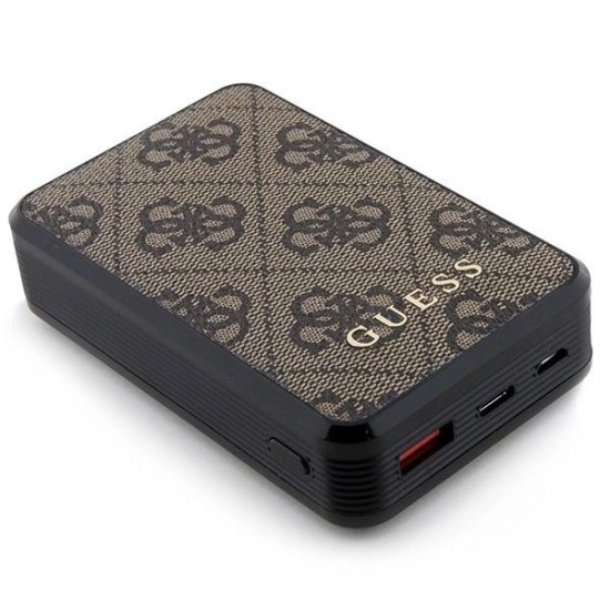 Guess Powerbank 18W GUPB10DP4GEGW 10000mAh brown/brown 4G Leather Metal Logo