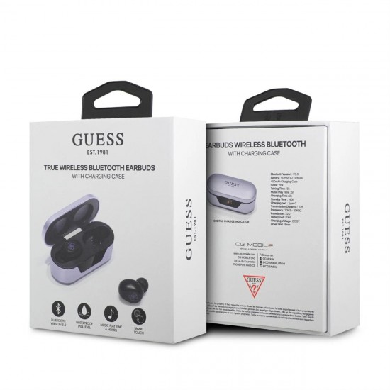 Guess GUTWST31EU TWS Bluetooth headphones + docking station purple/purple