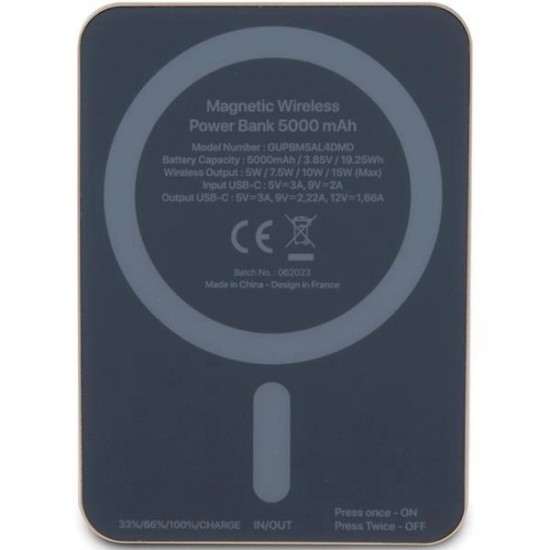 Guess MagSafe Metal Script Logo induction power bank 15W 5000mAh - gold