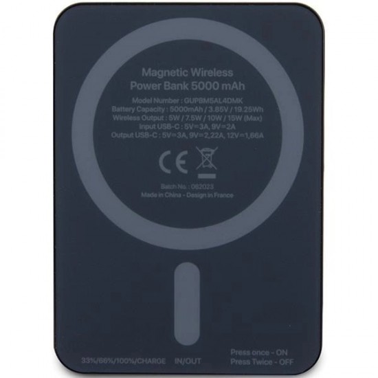 Guess MagSafe Metal Script Logo induction power bank 15W 5000mAh - black