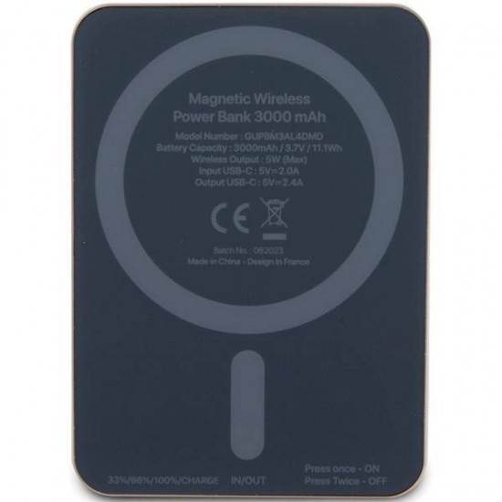 Guess MagSafe Metal Script Logo induction power bank 5W 3000mAh - gold