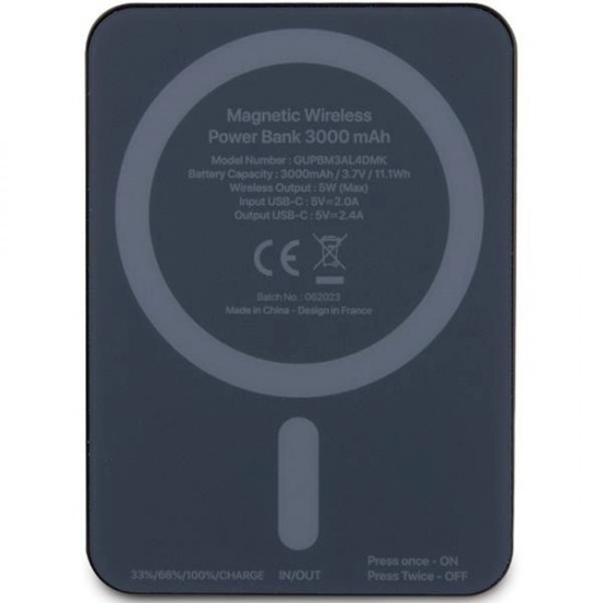 Guess MagSafe Metal Script Logo induction power bank 5W 3000mAh - black